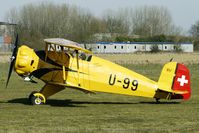 G-AXMT @ EGBR - 1938 Ag Fur Dornier-flugzeuge BUCKER BU133 - One of the many aircraft at Breighton on a fine Spring morning - by Terry Fletcher