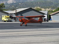 N27350 @ SZP - 1940 Aeronca 60-TF DEFENDER, Franklin 4AC150-A 60 Hp, quite rare model now, nearly identical to Army O-58/L-3, landing roll Rwy 22 - by Doug Robertson