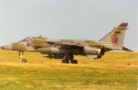 XZ101 @ EGQS - Jaguar GR.1A, callsign Wildcat 2, of 16[Reserve] Squadron taxying to the active runway at RAF Lossiemouth in the Summer of 1995. - by Peter Nicholson