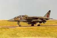 XX846 @ EGQS - Jaguar T.2, callsign Wildcat 4, of 16[Reserve] Squadron at RAF Lossiemouth in the Summer of 1995. - by Peter Nicholson