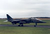 XX139 @ EGQS - Jaguar T.2A of 226 Operational Conversion Unit taxying to the active runway at RAF Lossiemouth in September 1988. - by Peter Nicholson