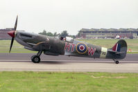 G-HFIX @ EGDM - Supermarine 361 Spitfire LF9E at the Battle of Britain Airshow, A&AEE, Boscombe Down in 1990. - by Malcolm Clarke