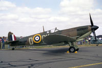 G-ASJV @ EGWZ - Supermarine 361 Spitfire LF9B at Air Tattoo 1990, RAF Alconbury. - by Malcolm Clarke