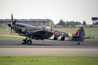 G-BJSG @ EGDM - Supermarine 361 Spitfire LF9C at the 1990 BoB Airshow at Boscombe Down. - by Malcolm Clarke