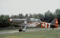 G-BJAX @ EGTR - Ex-Swiss Air Force Pilatus P2 flew out of Elstree in the Summer of 1982. - by Peter Nicholson