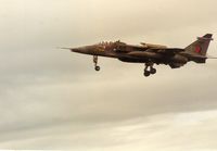 XX962 @ EGQS - Jaguar GR.1A of RAF Coltishall's 6 Squadron on final approach to RAF Lossiemouth in the Summer of 1992. - by Peter Nicholson