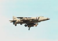 XZ498 @ EGQS - Sea Harrier FRS.1 of 801 Squadron landing at RAF Lossiemouth in May 1989. - by Peter Nicholson