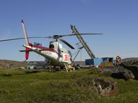 C-FFKK - Heli Explore inc helicopter waiting at the drill - by Heli Explore Inc