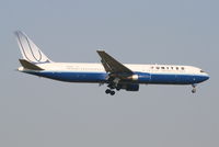 N654UA @ EBBR - Arrival of flight UA972 to RWY 02 - by Daniel Vanderauwera