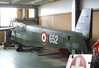 HB-RBF @ LSZR - Morane-Saulnier MS.502 Criquet (post-war french Fi 156 Storch) (fuselage only) at the Fliegermuseum Altenrhein