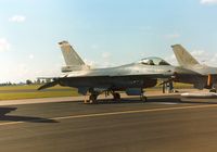 FA-75 @ MHZ - F-16A Falcon of 23 Squadron Belgian Air Force on the flight-line at the 1990 RAF Mildenhall Air Fete. - by Peter Nicholson