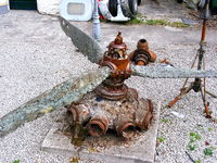 42-31559 @ EGDG - Engine and prop from B17 Flying Fortress 42-31559 at Spitfire Corner at RAF St Mawgan - by Chris Hall
