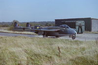 G-GONE @ EGFH - Gower Jets's Venom. Ex-Swiss Air Force J-1542 marked as WR470 of 208 Squadron RAF. Taxying for final flight from Swansea Airport. - by Roger Winser