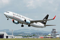 OE-LNT @ LOWL - Star Alliance (Austrian Airlines)Boeing B737-8Z9 after take-off in LOWL/LNZ - by Janos Palvoelgyi