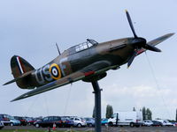 V7313 @ EGSX - Hawker Hurricane 1 (Replica) gate guardian at North Weald - by Chris Hall