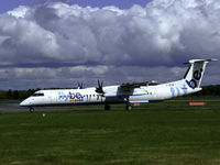 G-JECM @ EGPH - Flybe Dash8Q-402 Taxiing to runway 06 - by Mike stanners