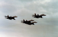 19 BLUE @ EGQL - Flanker C leading three Flanker A's of the Russian Knights display team at the 1991 RAF Leuchars Airshow. - by Peter Nicholson