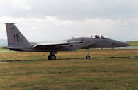 80-0046 @ EGQS - F-15C Eagle of 57th Fighter Squadron awaiting clearance to join the active runway at RAF Lossiemouth in September 1992. - by Peter Nicholson