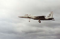 80-0057 @ EGQS - F-15D Eagle of 57th Fighter Squadron on final approach to RAF Lossiemouth in September 1992. - by Peter Nicholson