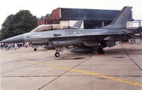 ET-198 @ MHZ - Another view of the F-16B Falcon of Esk 726 Royal Danish Air Force in the static park at the 1991 Mildenhall Air Fete. - by Peter Nicholson