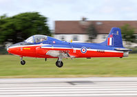 G-BWGF @ EGNO - Jet Provost T5B wearing RAF markings XW325 and its 6 FTS code 'E'. - by vickersfour