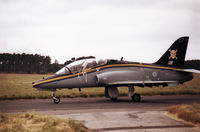 XX312 @ EGQS - Hawk T.1 of 100 Squadron at RAF Leeming taxying to the active runway at RAF Lossiemouth in the Summer of 1993. - by Peter Nicholson