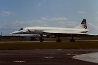 G-BOAA @ EGDY - BA Concorde arriving during the RNAS Yeovilton Air Day July 1986 - by Roger Winser