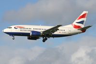 G-GFFI @ EGNT - Boeing 737-528 on approach to 25 at Newcastle Airport in October 2006. - by Malcolm Clarke