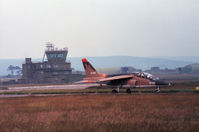 AT20 @ EGQS - Alpha Jet of 9 Wing Belgian Air Force taxying to the active runway at RAF Lossiemouth in the Summer of 1991. - by Peter Nicholson
