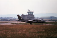 40 90 @ EGQS - Alpha Jet of JBG-49 taxying to the active runway at RAF Lossiemouth in the Summer of 1991. - by Peter Nicholson