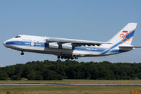 RA-82079 @ ORF - Volga Dnepr RA-82079 (FLT VDA1318) departing RWY 5 enroute to Newark Liberty Int'l (KEWR), ultimately headed to Helsinki, Poland. The 20 Years logo on the tail is a newly added feature of this aircraft.