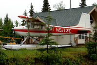 N5173E @ L85 - 1959 Cessna 180B, c/n: 50473 on the shores of Lake Mackey, Soldotna - by Terry Fletcher