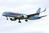 G-OOBF @ EGNT - Boeing 757-28A on finals to 25 at Newcastle Airport in June 2010. - by Malcolm Clarke