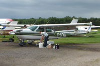 G-BFMH @ EGBD - 1973 Cessna CESSNA 177B, c/n: 177-02034 gets a wash down at Derby Eggington - by Terry Fletcher