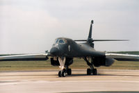 86-0111 @ EGDM - B-1B Lancer named Ace in the Hole of 319th Bomb Wing turning onto the active runway at the 1990 Boscombe Down Battle of Britain 50th Anniversary Airshow. - by Peter Nicholson