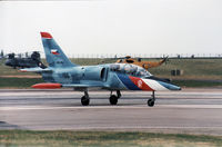 186 @ EGDM - Czech Air Force L-39CT preparing to join the active runway at the 1990 Boscombe Down Battle of Britain 50th Anniversary Airshow. - by Peter Nicholson