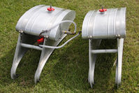 N707TJ @ X5FB - A close-up of the the clamp-on transit fuel tanks used by Boeing PT-17 Kaydets N707TJ and N74189 for the longer distance journeys to wing walking venues. Seen here at Fishburn Airfield in July 2010. - by Malcolm Clarke