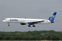 D-ABOA @ EDDL - For some reason Condor applied some Snoopy comic figures on the front fuselage.