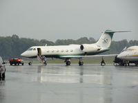 N37WH @ TRI - Dolphins jet loading up to leave Tri-Cities Airport during a rain shower. - by Davo87
