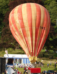 G-AVTL - Back in 1967 - this was the first modern balloon in Western Europe  -Hot Air Group HAG 1/4 FREE BALLOON, c/n: 01 - despite rips etc - it can still be inflated for short periods - this time with Don Cameron as its Pilot - by Terry Fletcher