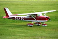 G-AYGC @ EGCB - 1970 Reims Aviation Sa CESSNA F150K, c/n: 0556 taxies in at Manchester Barton