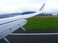 EI-EFC @ EGAC - touchdown at Belfast City Airport onboard Ryanair B737 EI-EFC - by Chris Hall