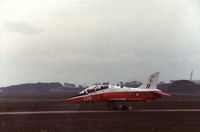 XX226 @ EGQS - Hawk T.1 of 4 Flying Training School at RAFR Valley taxying to the dispersal at RAF Lossiemouth in May 1984. - by Peter Nicholson