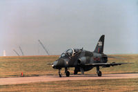 XX350 @ EGQS - Hawk T.1 of 234 Squadron at RAF Brawdy taxying to the active runway at RAF Lossiemouth in the Summer of 1984. - by Peter Nicholson