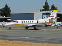 N398LS @ KCCR - Les Schwab Tires 1998 Cessna 550 after fast turn around heads for RWY1L for short jump to KOAK/Oakland International Airport, CA - by Steve Nation