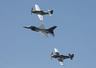 94-0042 @ YIP - Heritage flight with 2 P-51s