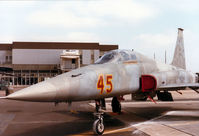 74-1545 @ MHZ - F-5E Tiger II of 527th Aggressor Squadron based at RAF Alconbury on display at the 1984 RAF Mildenhall Air Fete. - by Peter Nicholson