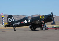 N240CA @ KRTS - Race #24 F4U-4 BuAer 97359 VMFT-20 Marines on active ramp as NX240CA in Unlimited Class race @ 2009 Reno Air Races - by Steve Nation