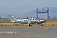N21GF @ KAPC - M + D Enterprises 1971 Cessna 421B departing Napa County Airport, CA for KRKS (Sweetwater County Airport, Big Springs, WY) with Napa River RR bridge in background - by Steve Nation