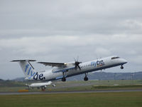 G-ECOE @ EGPH - Flybe Dash 8Q-402 taking off from runway 24,With A340 CS-TQM In the back ground - by Mike stanners